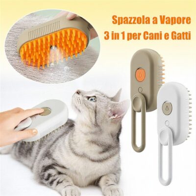 spazzola a vapore 3 in 1 per cani e gatti